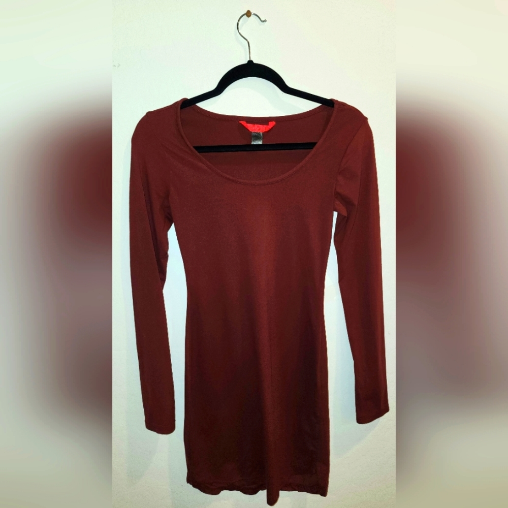 Maroon Long Sleeve Bodycon